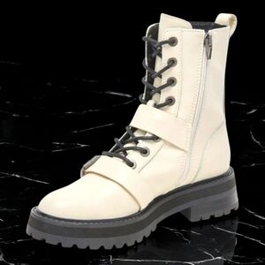 Dolce Vita Ronson Lace-Up Lug Sole Combat Boots Ivory Women’s 7.5 & 8.5